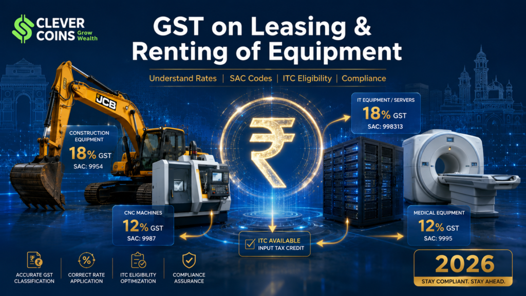 gst on leasing and renting of equipment in india